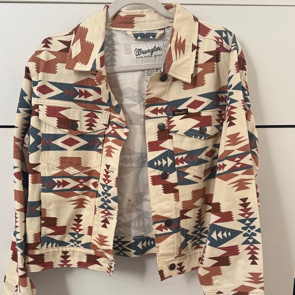 Wrangler Jackets & Blazers - Wrangler Cream Jacket with Rust & Teal Aztec Print
